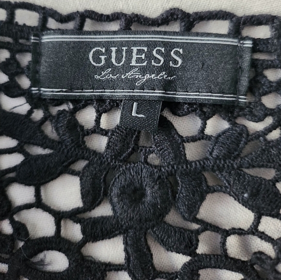 Guess black lace red floral sheer blouse size Large - Picture 3 of 4